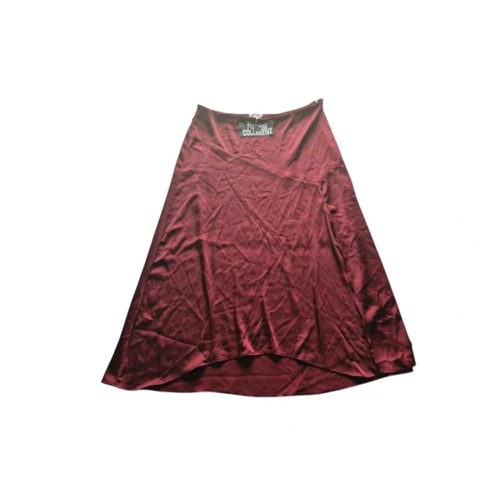 Future Collective Burgundy Satin Midi Skirt NWT Please Read Description.